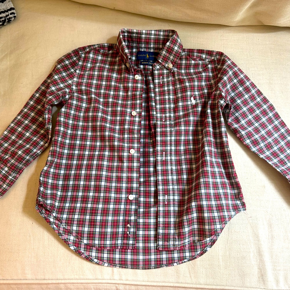 Ralph Lauren toddler boys button down plaid shirt - 3T